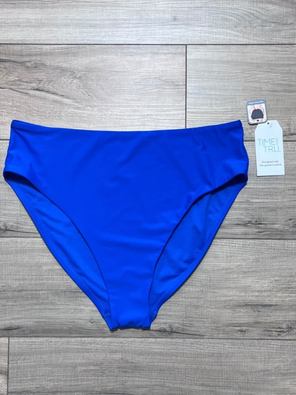 Time and Tru Womens High Waist Swim Bikini Bottom Size XL (16-18) Blue Blaze